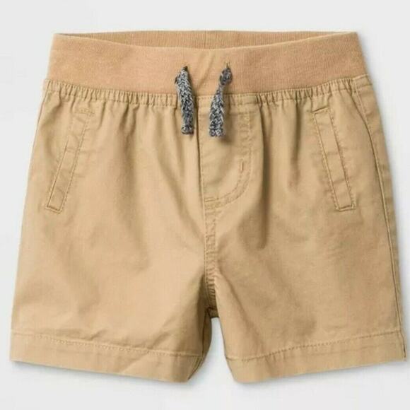 Cat & Jack Baby Boys' Pull-On Twill Drawstring Chino Shorts Tan 12M NWT - Picture 1 of 5